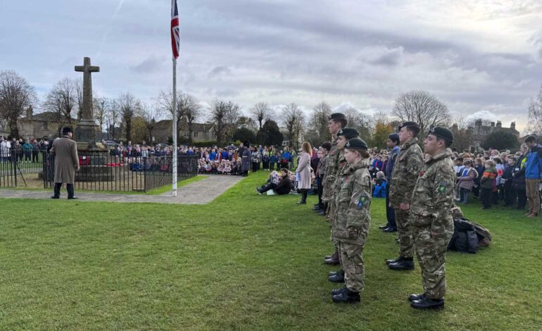 Hundreds take part in Remembrance parade service at Combe Down