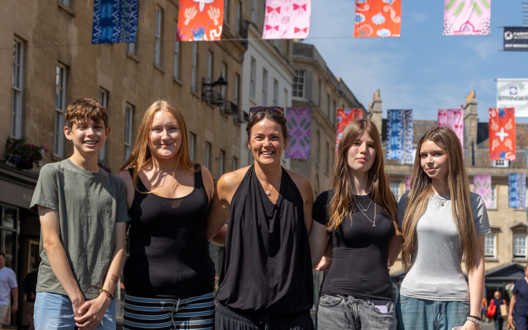 Student designs inspired by Zandra Rhodes brighten Bath’s Milsom Quarter